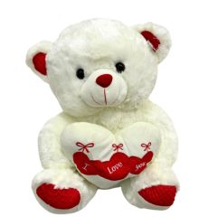 Plüss maci I LOVE YOU szívvel (fehér) 50cm