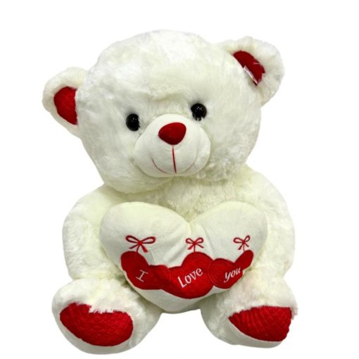 Plüss maci I LOVE YOU szívvel (fehér) 50cm